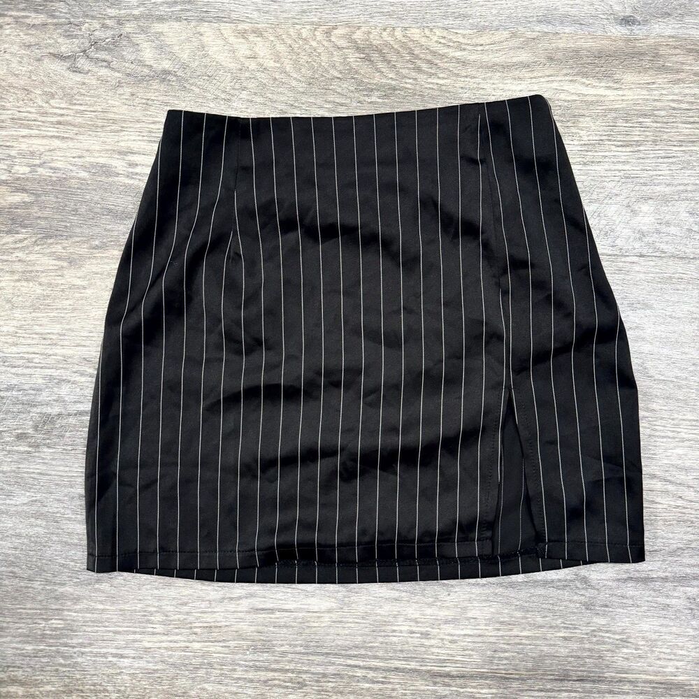 Princess Polly Black Pinstripe Mini Skirt Women's US 2